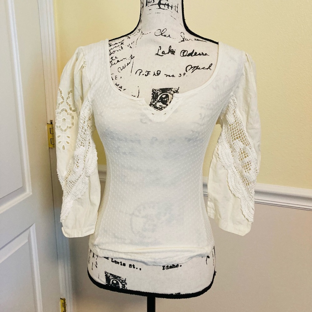 FREE PEOPLE WHITE LONG SLEEVE BLOUSE